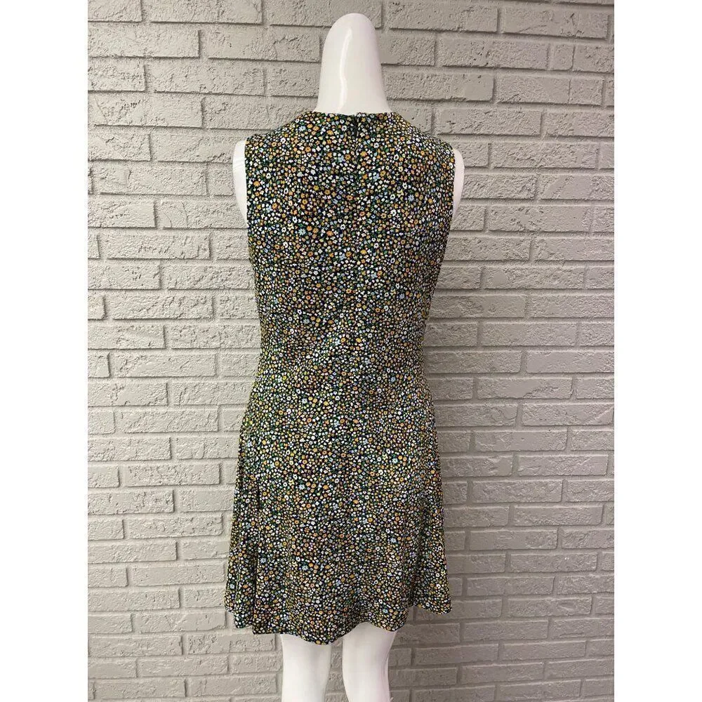 Michael Kors Quinn Women Floral Crisscross Neckline Sleeveless Mini Dress Size M